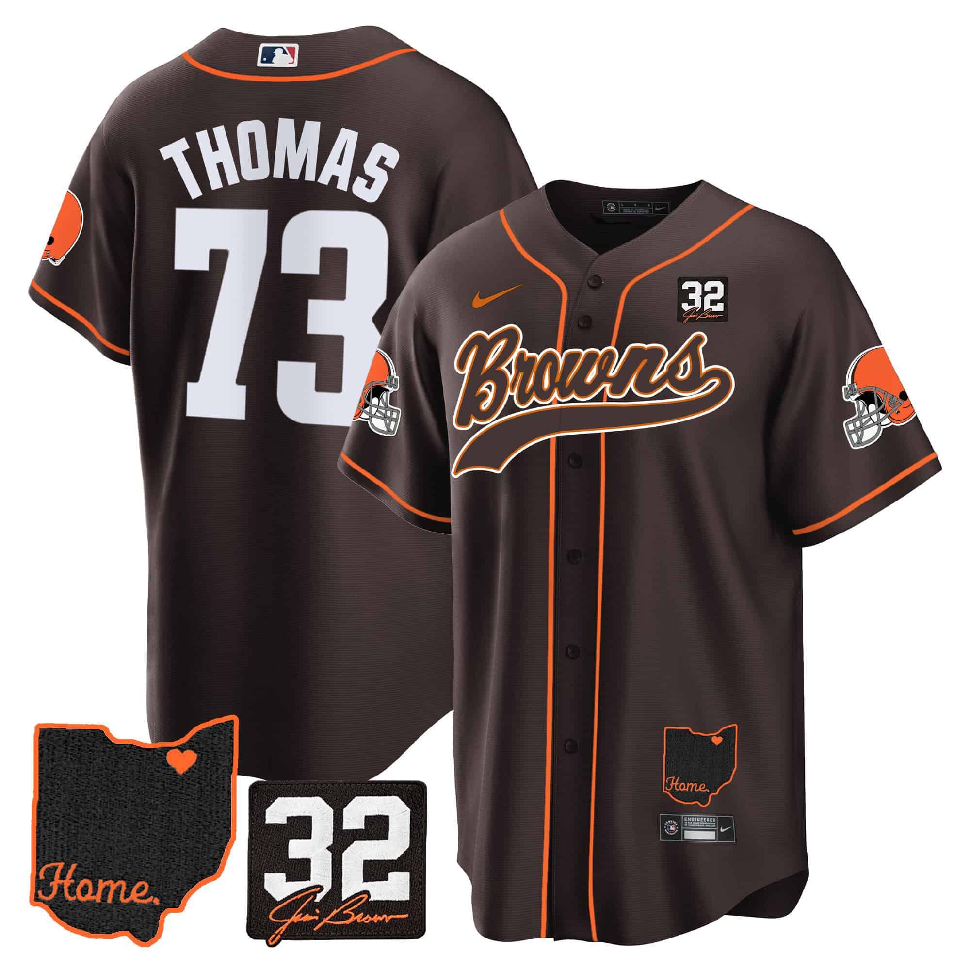 Men Cleveland Browns #73 Thomas Brown Memorial Home Patch Baseball 2024 Nike NFL Jersey style 1->indianapolis colts->NFL Jersey